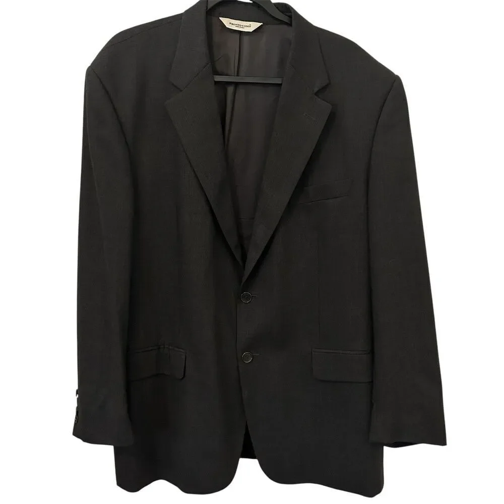 Pronto Uomo 46R Gray 100% Wool Mens Blazer Suit Jacket Sport Coat Italy Classic